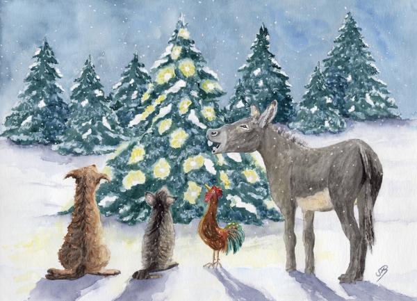Postkarte DIN-A6  Bremer Stadtmusikanten Weihnachten - Bremen12